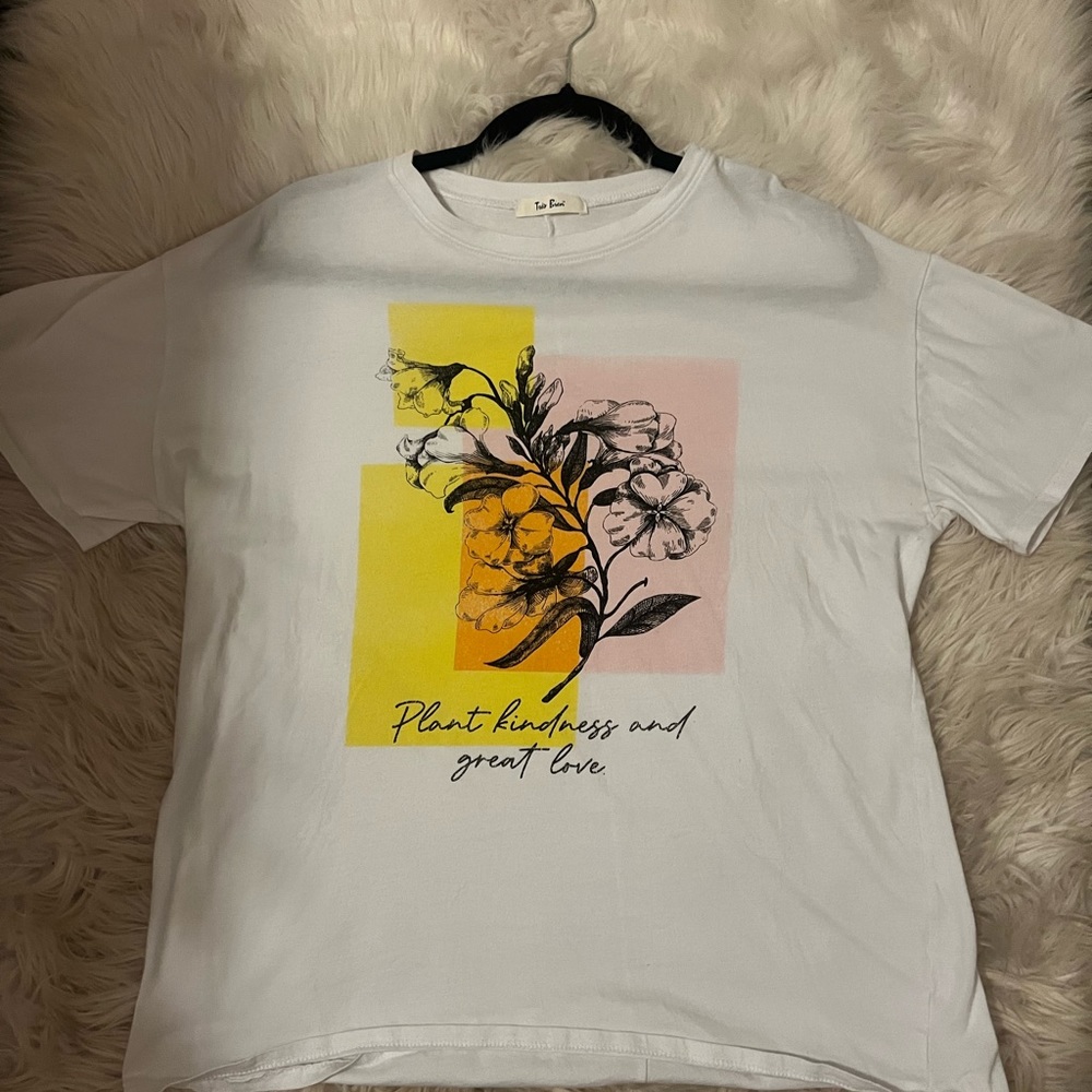 “plant kindness and great love” white over sized t-shirt